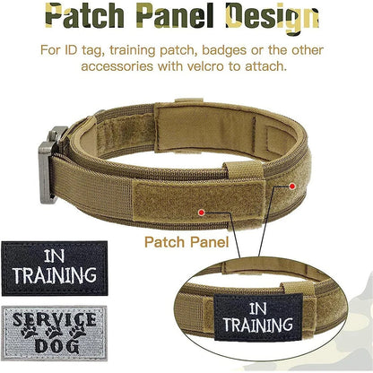 Tactical Nylon Dog Collar & Leash Adjustable Durable