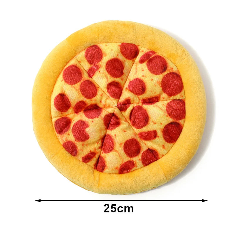 Plush Dog Toy Pizza Doughnut Shape Squeaky Chew Toy