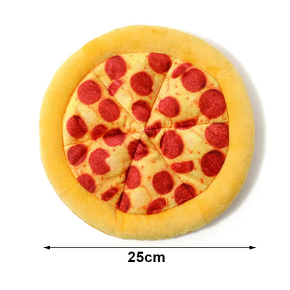 Plush Dog Toy Pizza Doughnut Shape Squeaky Chew Toy