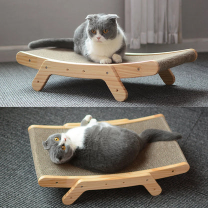 3-in-1 Wooden Cat Scratcher Bed & Scratching Post