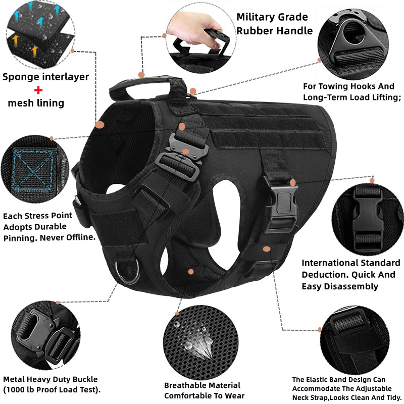 Tactical Dog Vest and Leash Set for Training & All Breeds