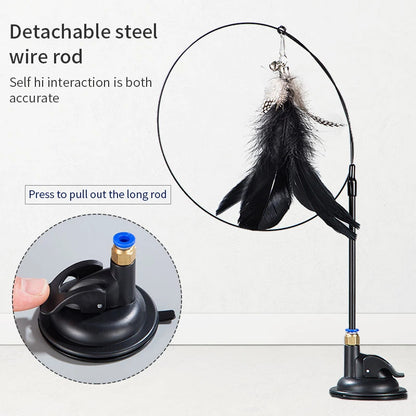 Interactive Cat Toy Hand-Free Teaser Wand with Suction Cup