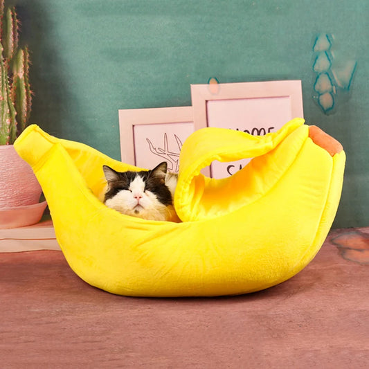 Banana Shaped Cozy Pet Bed Winter Cat Nest