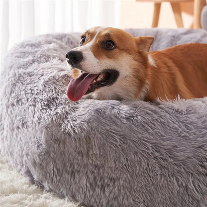 Round Plush Pet Bed Soft & Warm for Dogs & Cats