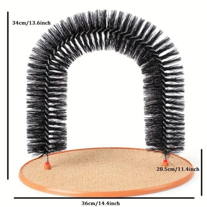 Cat Self-Grooming Arch with Massage Brush & Scratching Pad