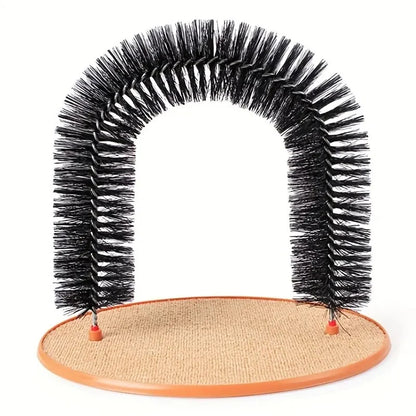 Cat Self-Grooming Arch with Massage Brush & Scratching Pad