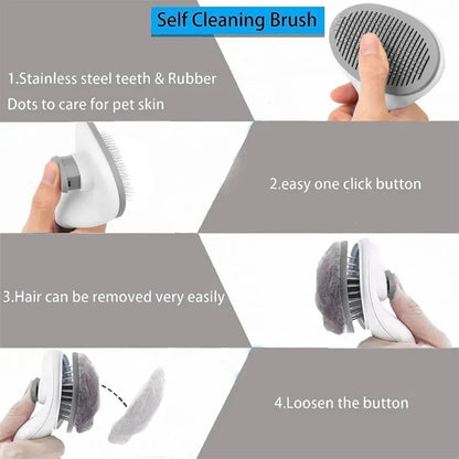 Self-Cleaning Pet Hair Removal Brush for Cats & Dogs