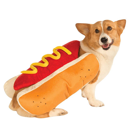 Halloween Hot Dog Costume Adjustable Pet Outfit