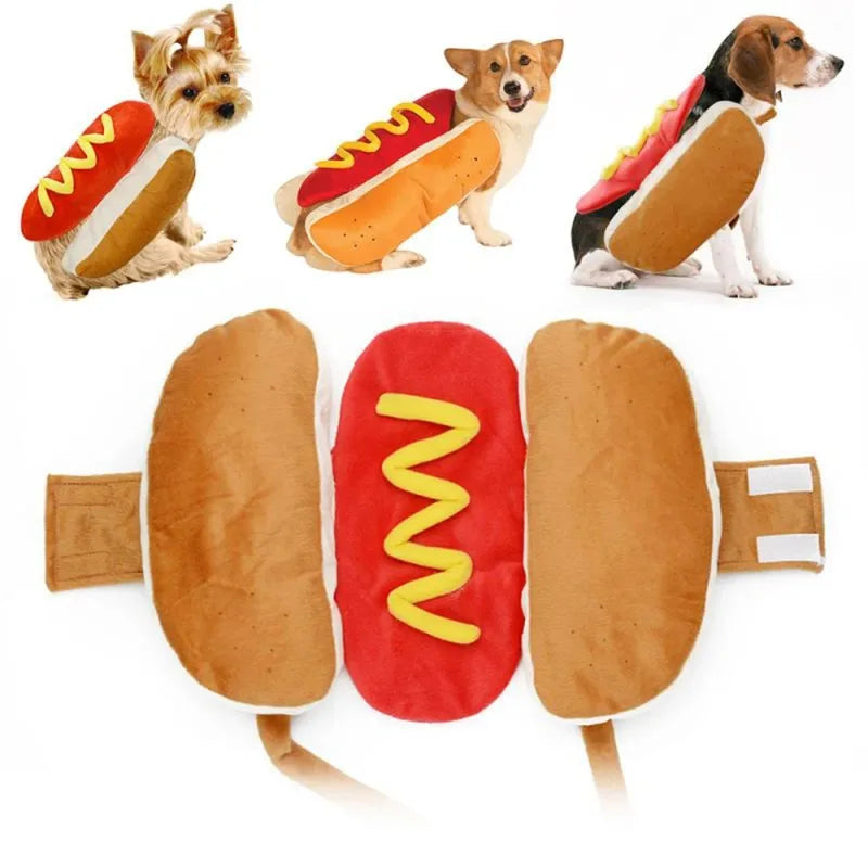 Halloween Hot Dog Costume Adjustable Pet Outfit