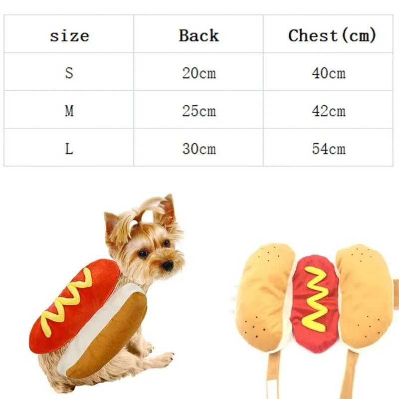 Halloween Hot Dog Costume Adjustable Pet Outfit