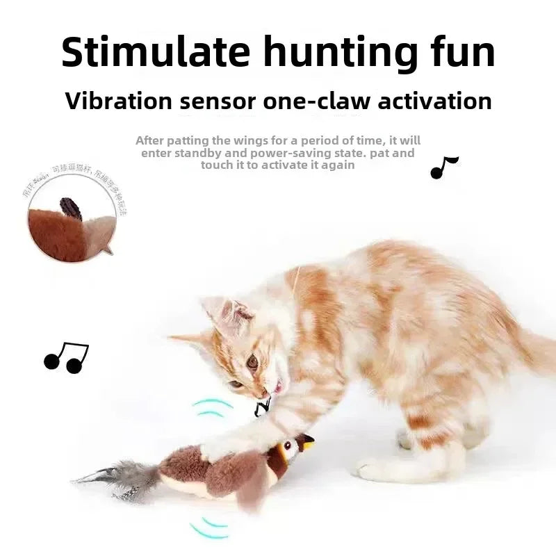 Catnip Electric Bird Toy USB Rechargeable Squeaky Plush