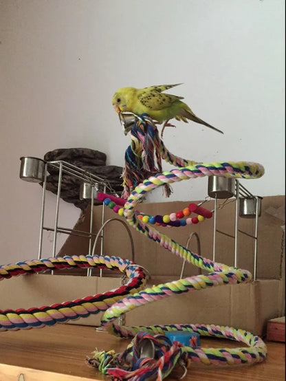 Parrot Bird Rope Toy with Bell for Cage Climbing