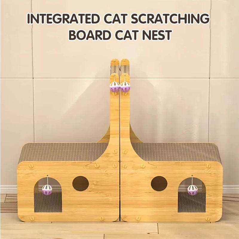 L-Shaped Cat Scratching Post with Nest & Board