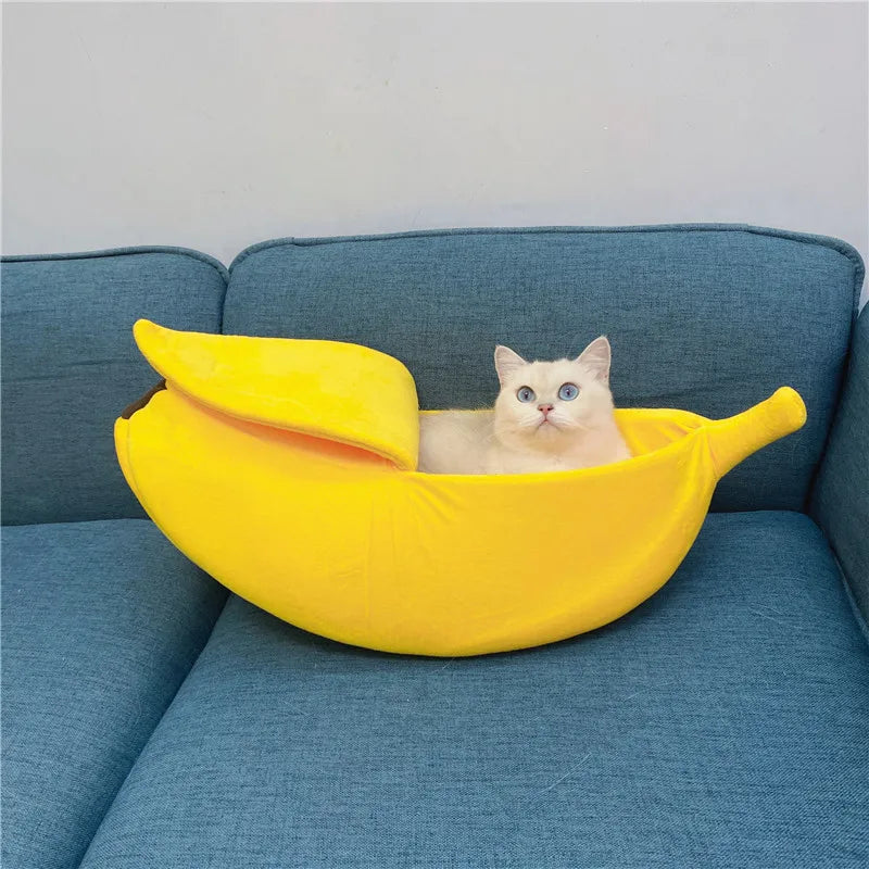 Banana Shaped Cozy Pet Bed Winter Cat Nest