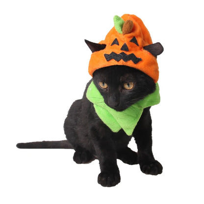 Halloween Pumpkin Hat for Cats Cute Pet Costume