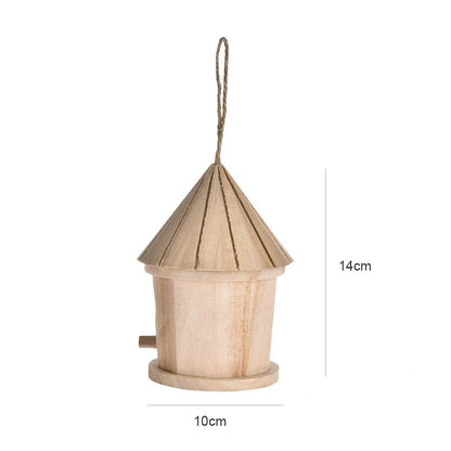 Wooden Hanging Bird Nest Birdhouse Wall-Mounted Outdoor Cage