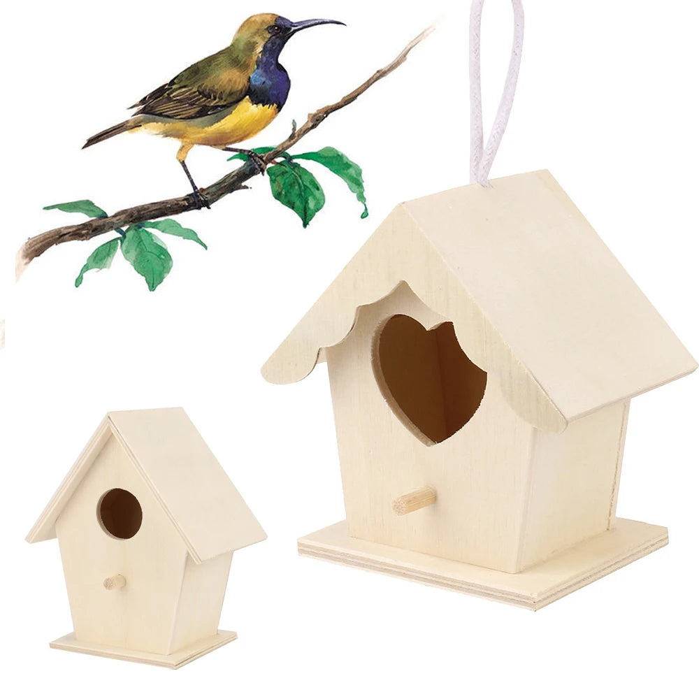 Wooden Mini Bird Cage Hanging Birdhouse for Outdoor Garden