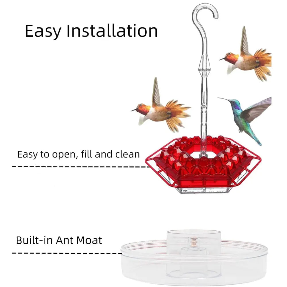 Hanging Hummingbird Feeder with Perch & Ant Moat