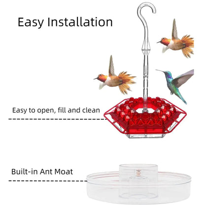 Hanging Hummingbird Feeder with Perch & Ant Moat