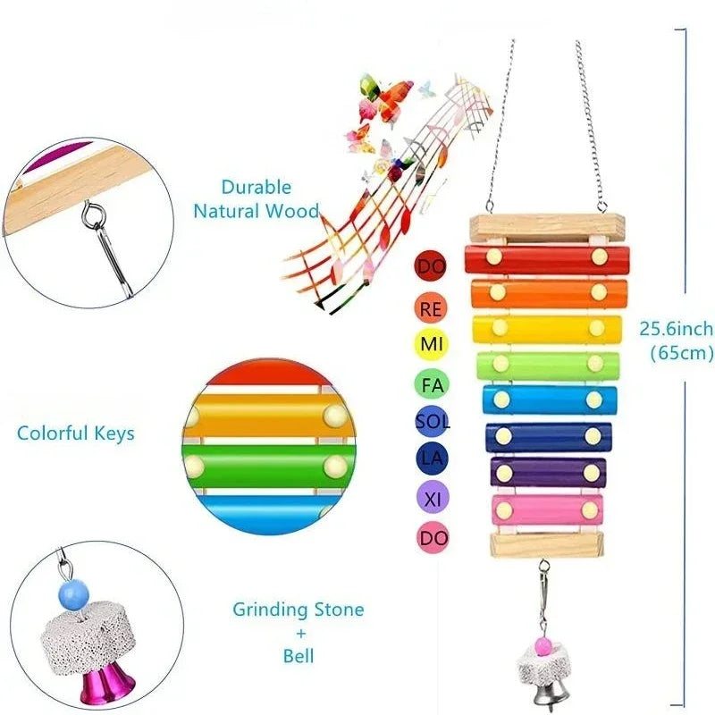 Colorful Bird Xylophone Toy for Parrots & Parakeets