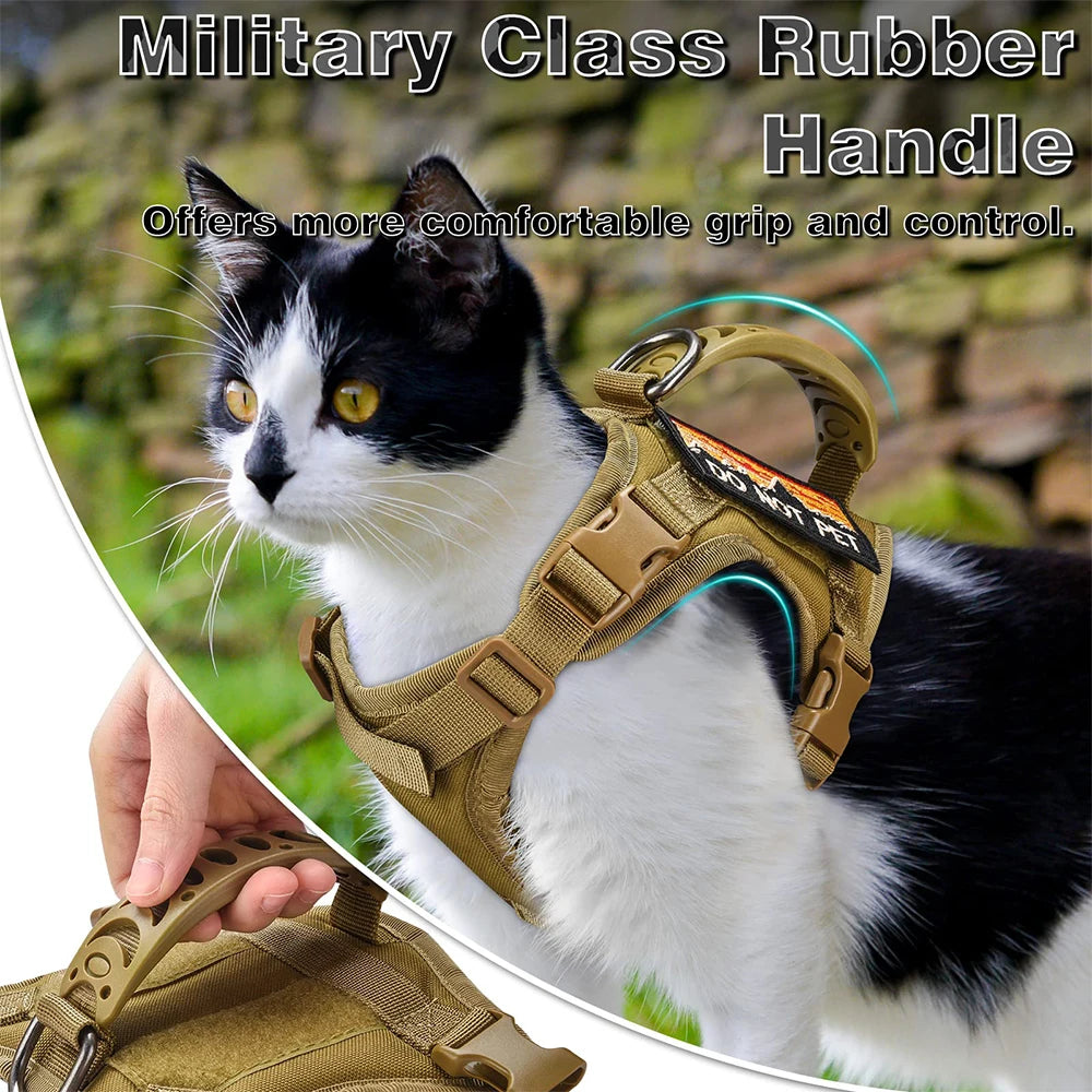 Tactical Adjustable Cat Dog Harness with Leash for Training