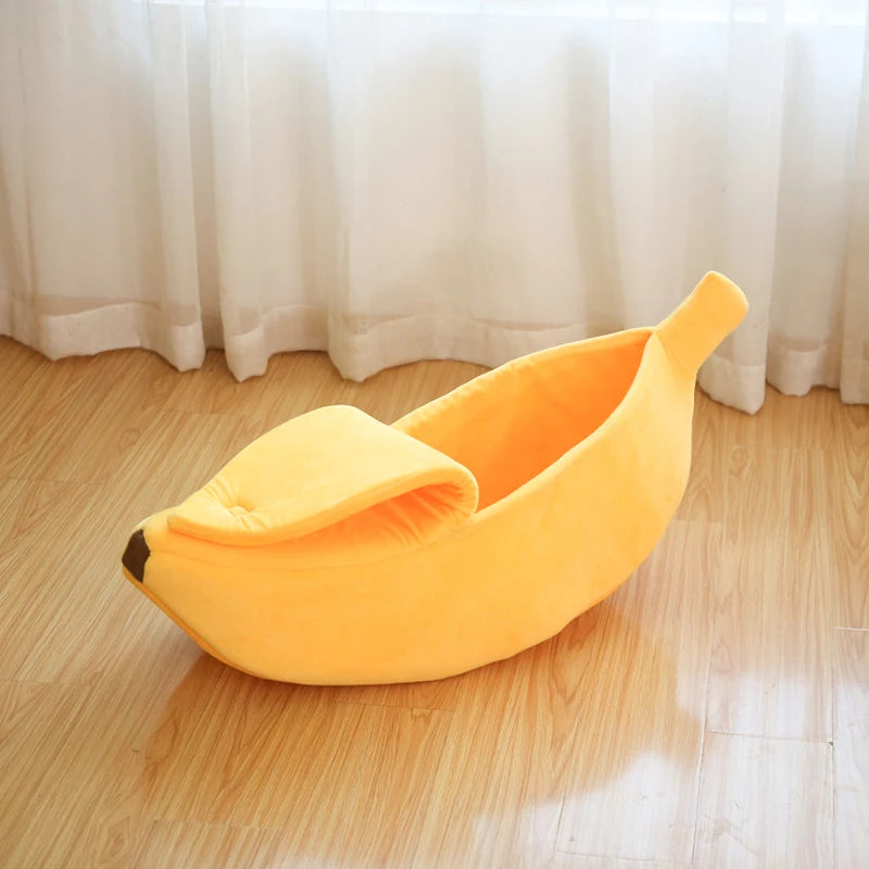 Banana Shaped Cozy Pet Bed Winter Cat Nest