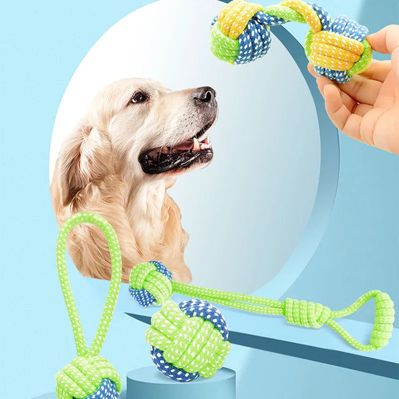 Interactive Cotton Rope Dog Toy Ball for Chewing & Teeth Cleaning