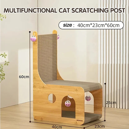 L-Shaped Cat Scratching Post with Nest & Board