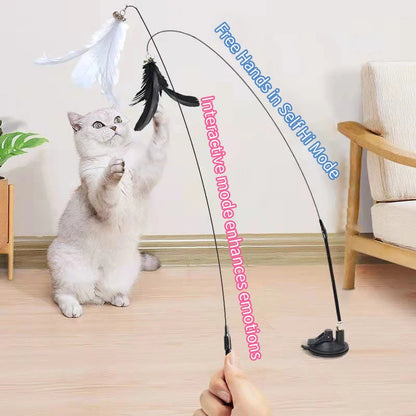 Interactive Cat Toy Hand-Free Teaser Wand with Suction Cup