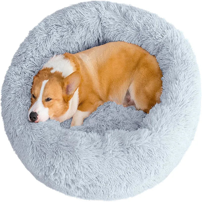 Round Plush Pet Bed Soft & Warm for Dogs & Cats