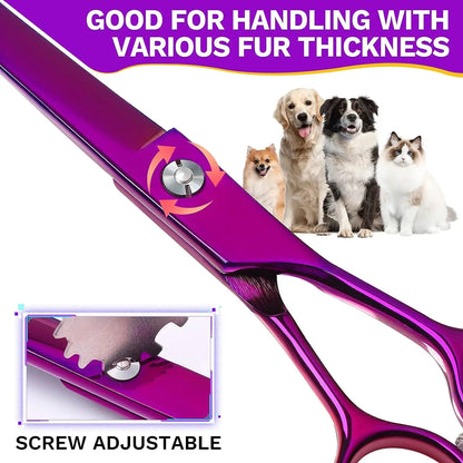 7-Inch Curved Pet Grooming Scissors for Right & Left Hand