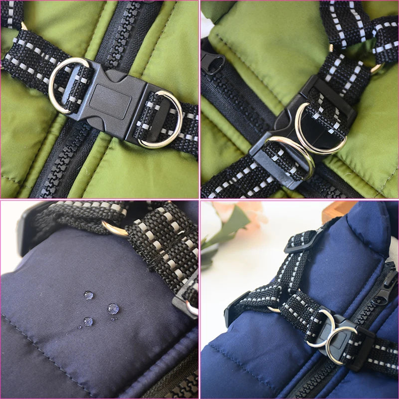 Large Dog Winter Jacket with Harness Waterproof Warm Coat