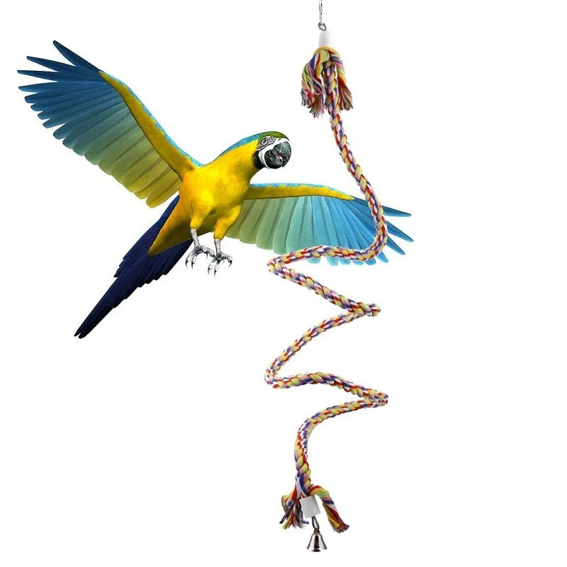 Parrot Bird Rope Toy with Bell for Cage Climbing