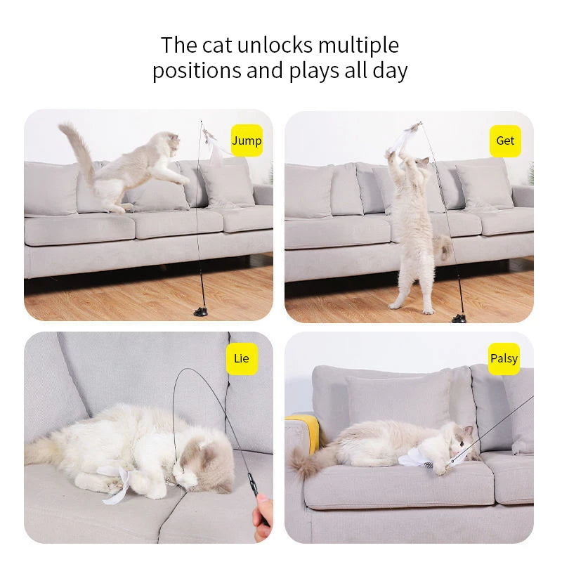 Interactive Cat Toy Hand-Free Teaser Wand with Suction Cup