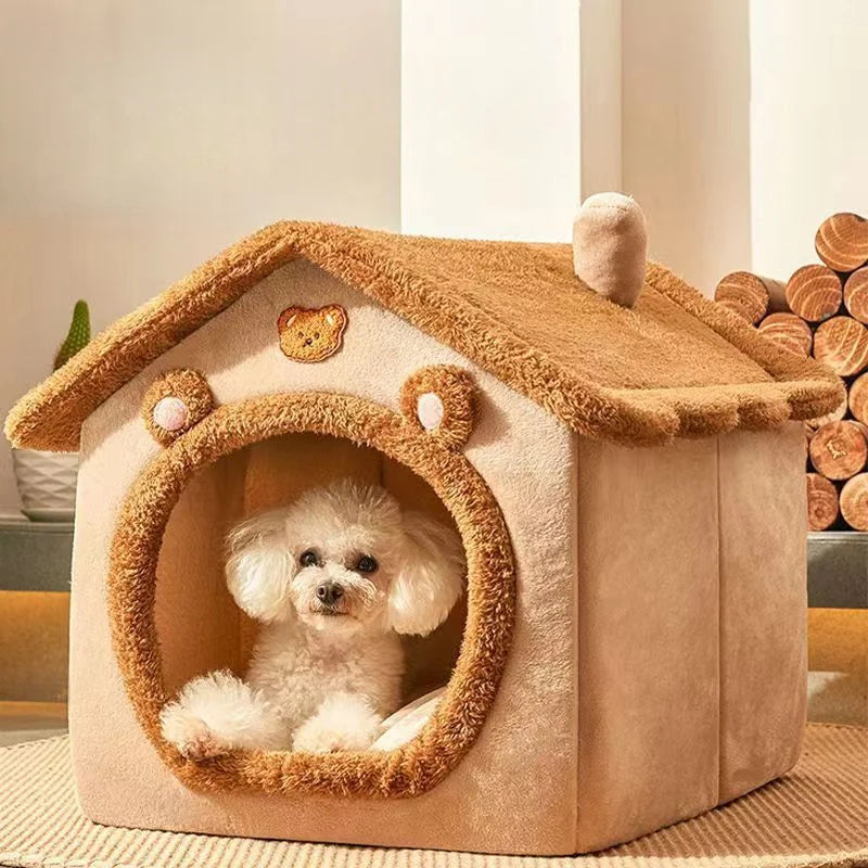 All-Season Washable Dog & Cat House with Soft Cushion