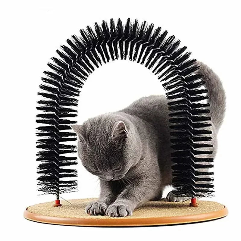 Cat Self-Grooming Arch with Massage Brush & Scratching Pad