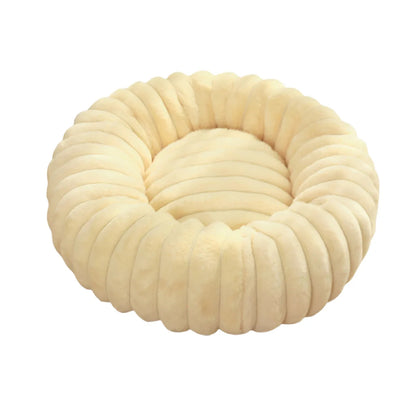 Round Pet Bed - Soft Plush Dog & Cat Bed for Winter