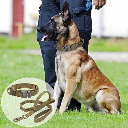 Tactical Nylon Dog Collar & Leash Adjustable Durable