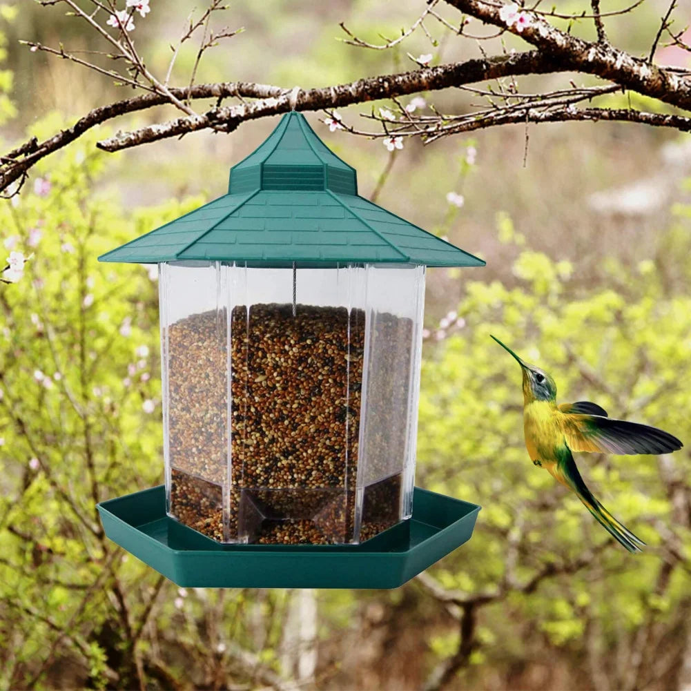 Hanging Waterproof Gazebo Bird Feeder with Rope