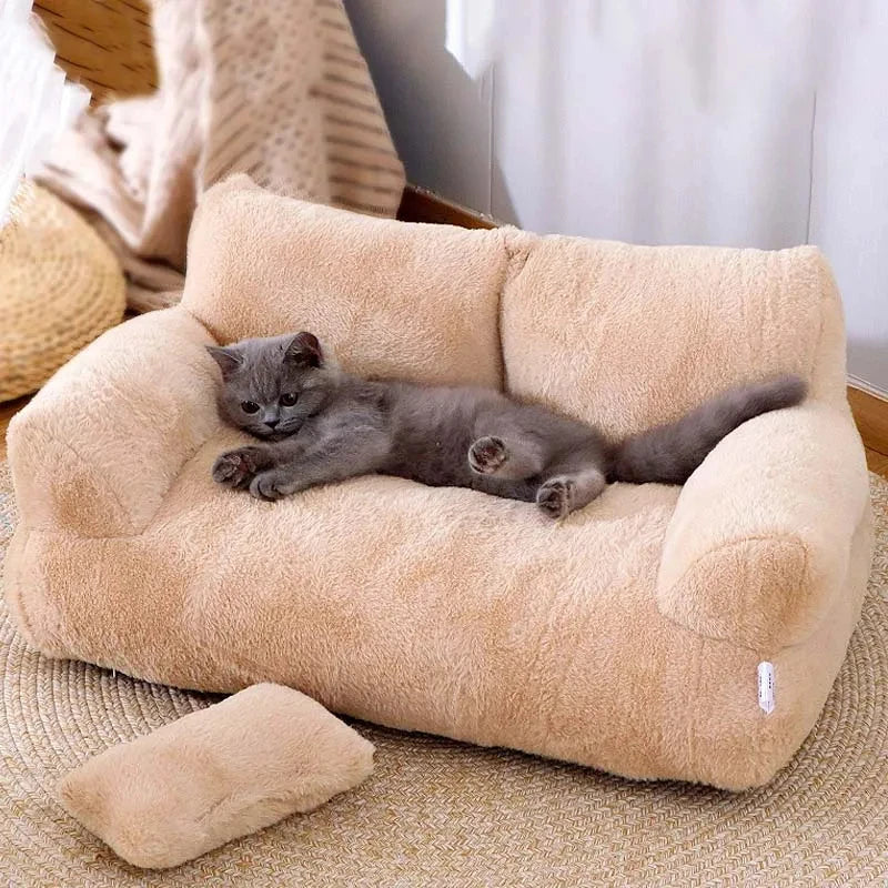 Luxury Plush Cat Sofa Bed for Small & Medium Pets