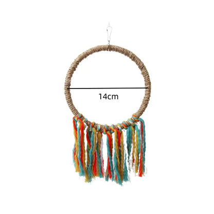 Pet Bird Parrot Cotton Rope Circle Toy with Hanging Perch