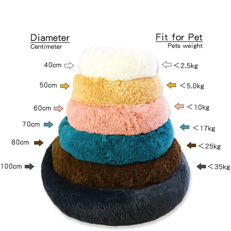 Round Plush Pet Bed Soft & Warm for Dogs & Cats