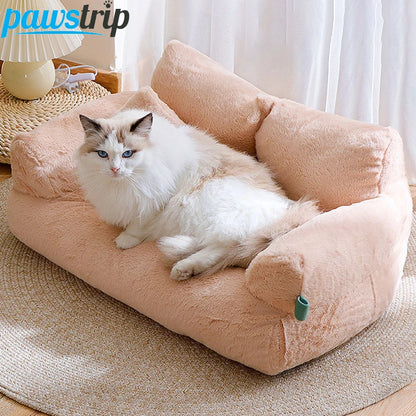 Luxury Plush Cat Sofa Bed for Small & Medium Pets