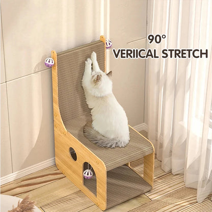 L-Shaped Cat Scratching Post with Nest & Board