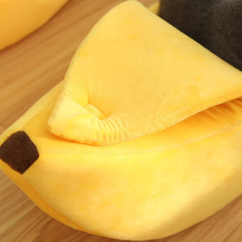 Banana Shaped Cozy Pet Bed Winter Cat Nest