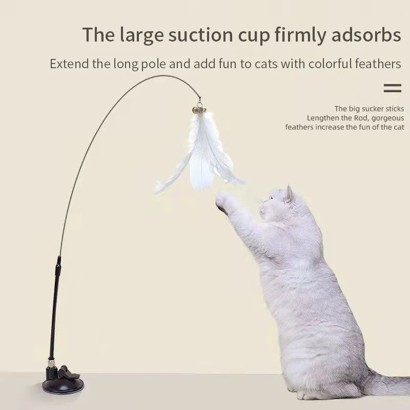 Interactive Cat Toy Hand-Free Teaser Wand with Suction Cup