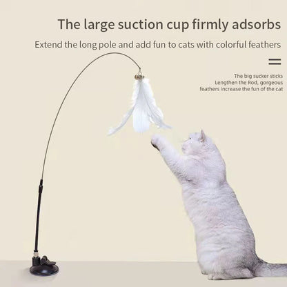 Interactive Cat Toy Hand-Free Teaser Wand with Suction Cup