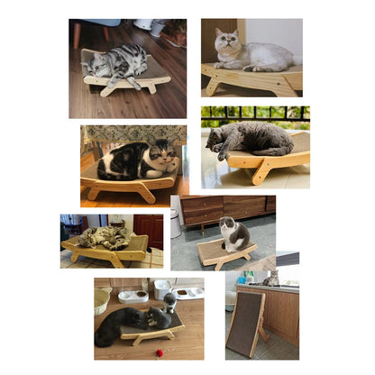 3-in-1 Wooden Cat Scratcher Bed & Scratching Post