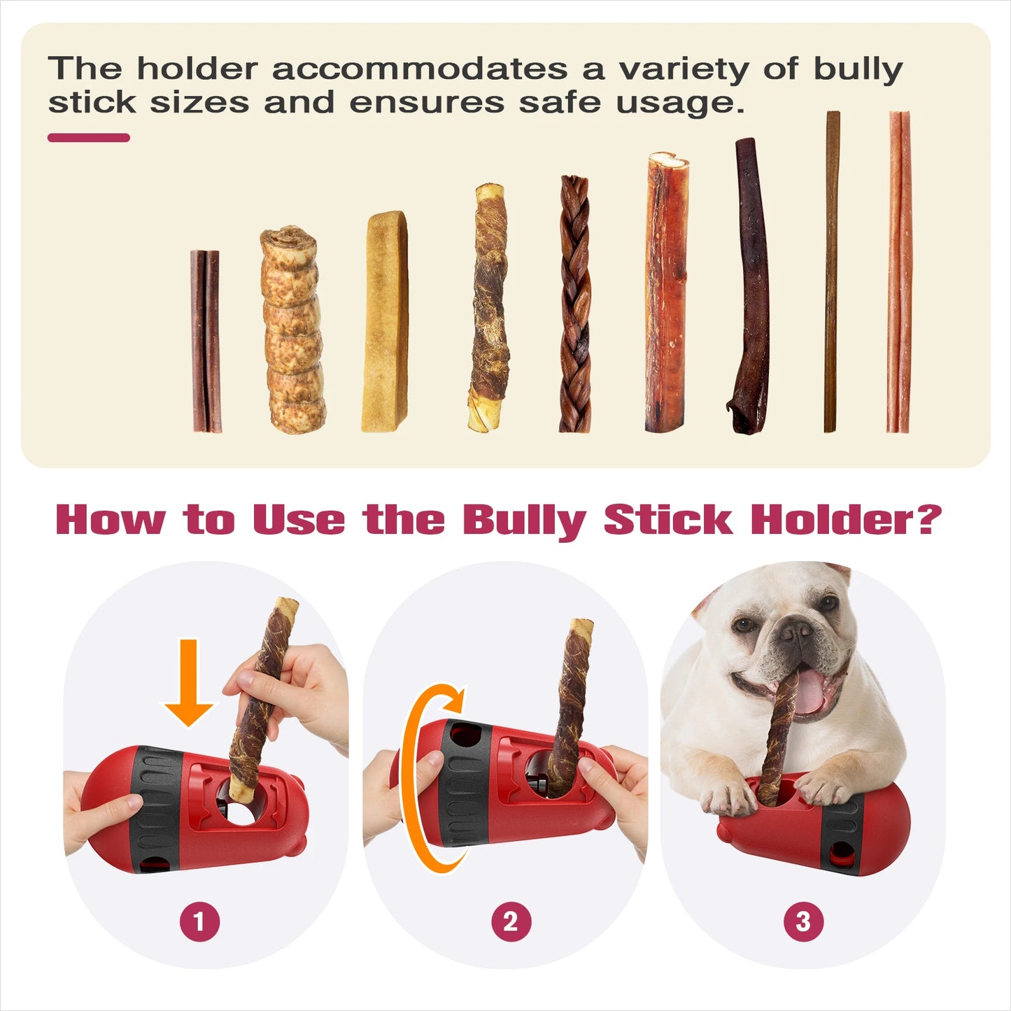 Bully Stick Holder Dog Toy Slow Feeder Food Dispensing Ball