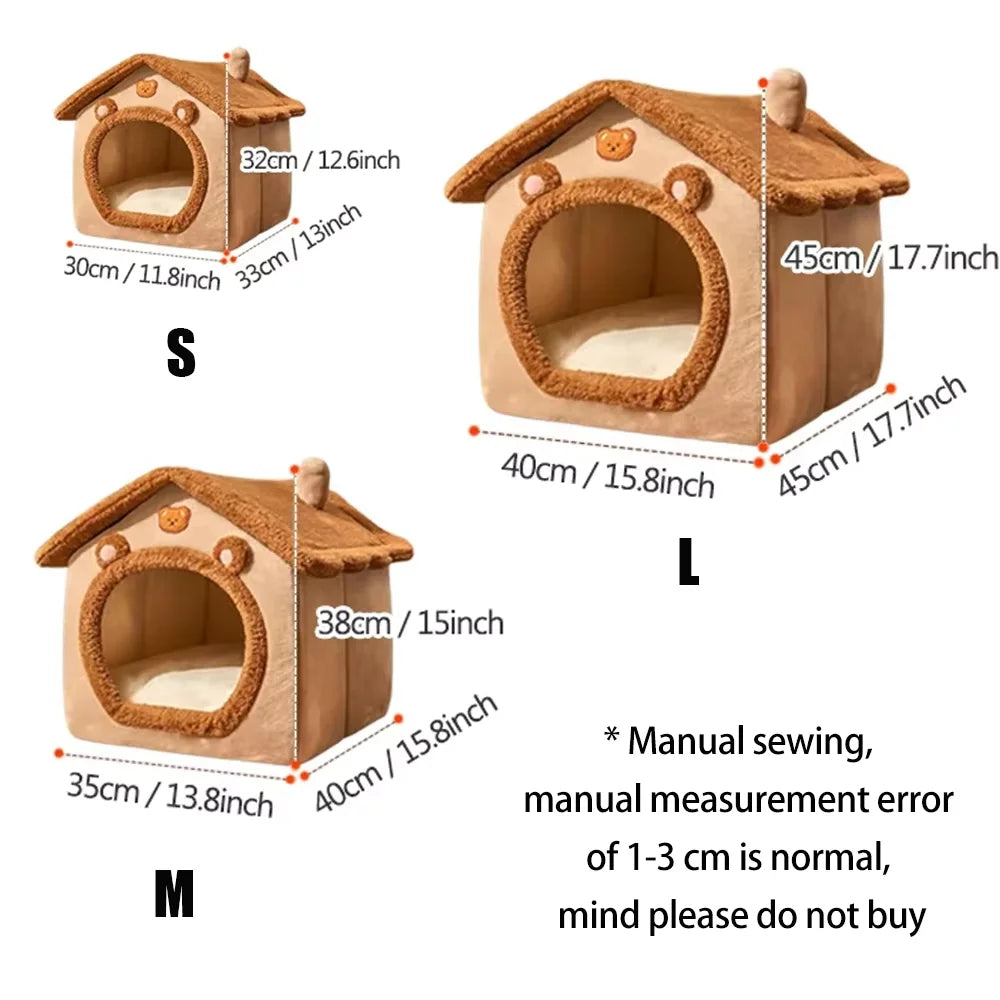 All-Season Washable Dog & Cat House with Soft Cushion